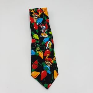 Vintage looney tunes‎ Christmas lights silk tie